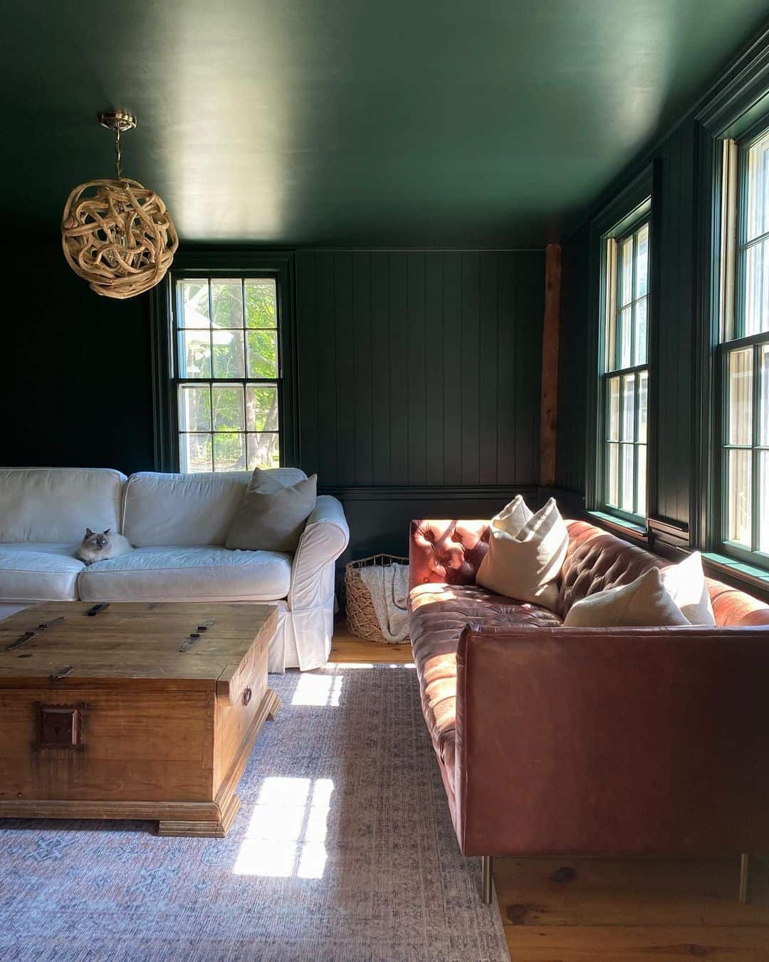 Forest Green Living Room Exudes Richness - Soul & Lane