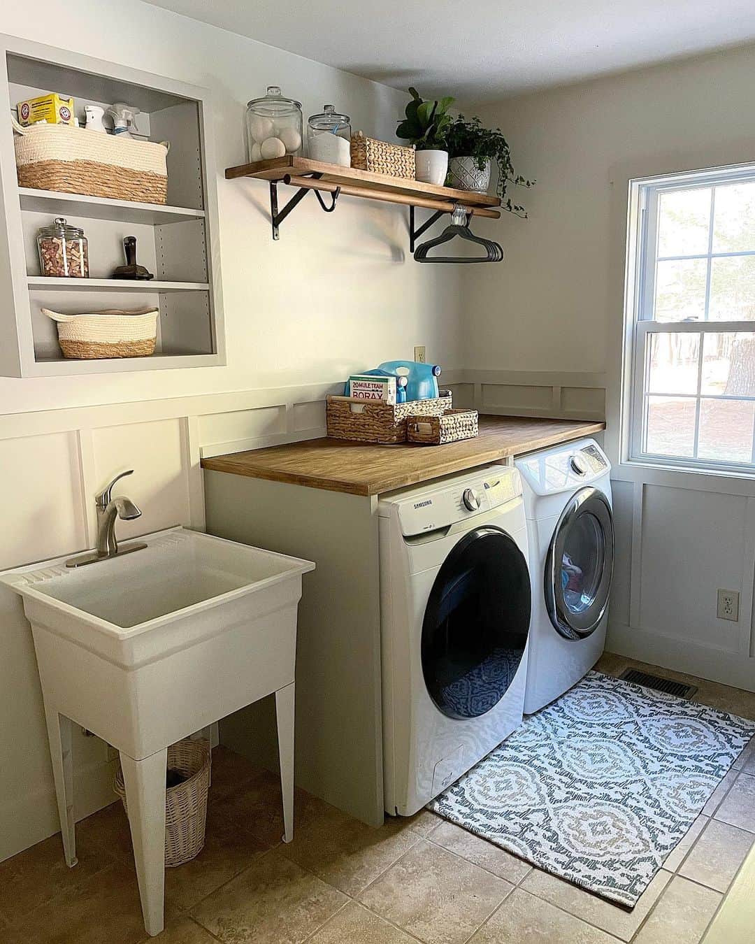 Wooden Countertop Over Laundry Room Appliances - Soul & Lane
